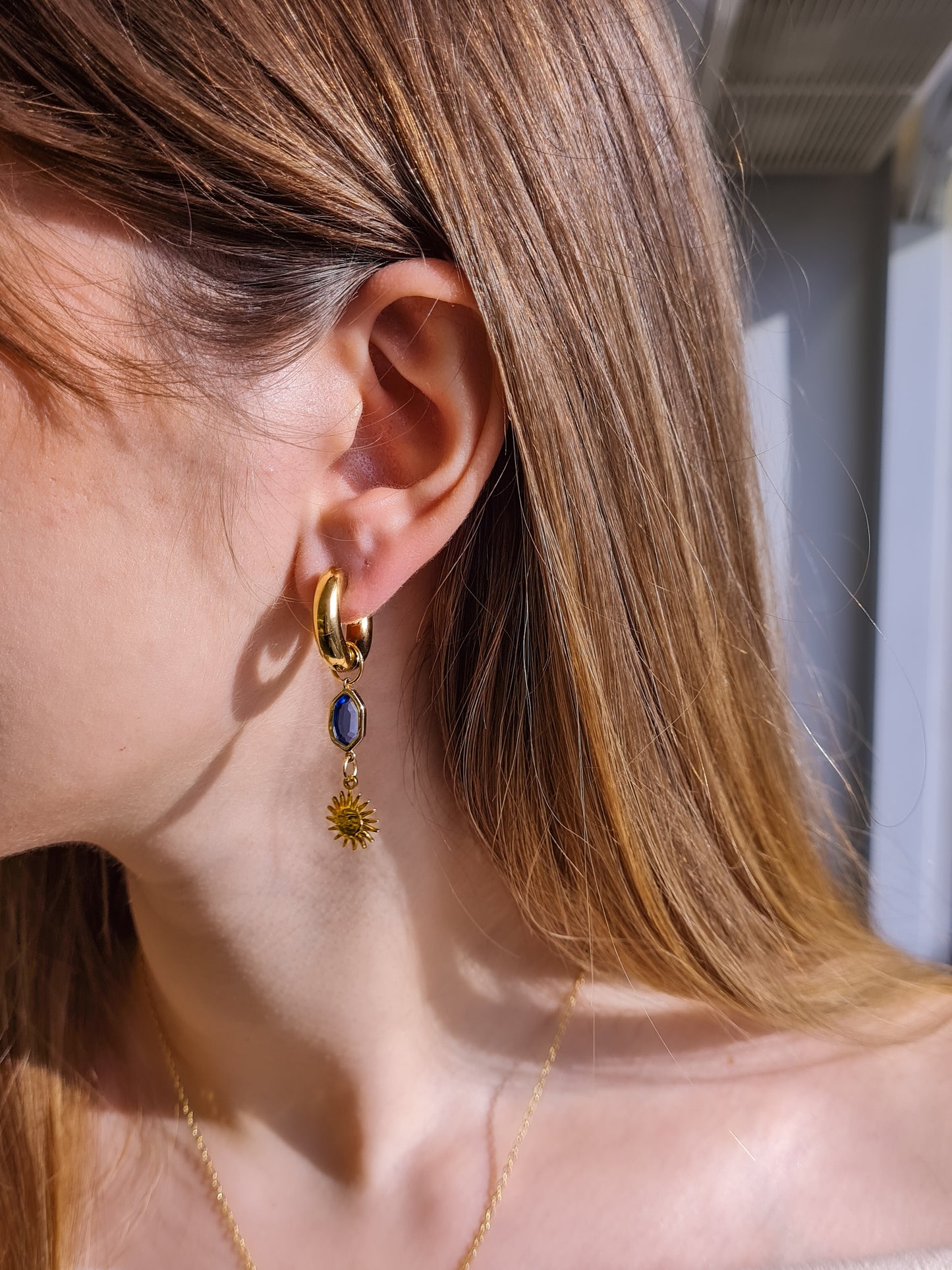 CHUNKY hoop sun earrings